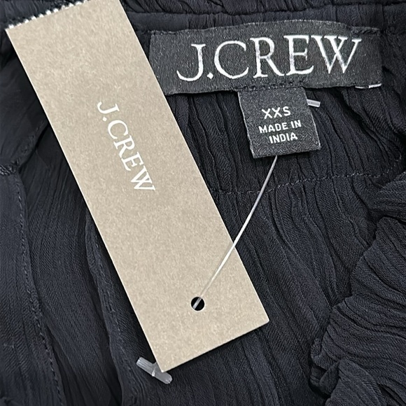 NEW J. CREW Crinkle chiffon smocked top in black semi-sheer Size XXS - Picture 5 of 7